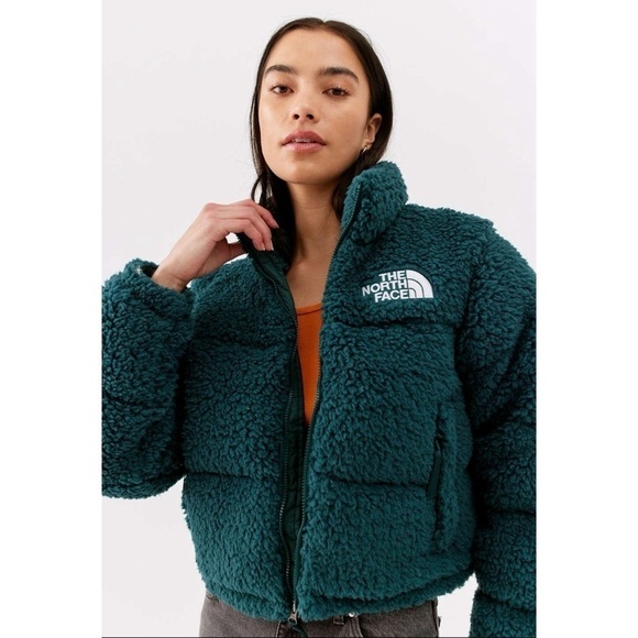 New The North Face Nuptse Sherpa Jacket Puffer High Pile Fleece Green - Picture 13 of 15